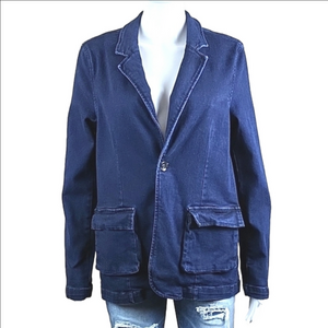 Dear John Stretch Denim Dark Wash Notched Lapel Classic Jacket Blazer